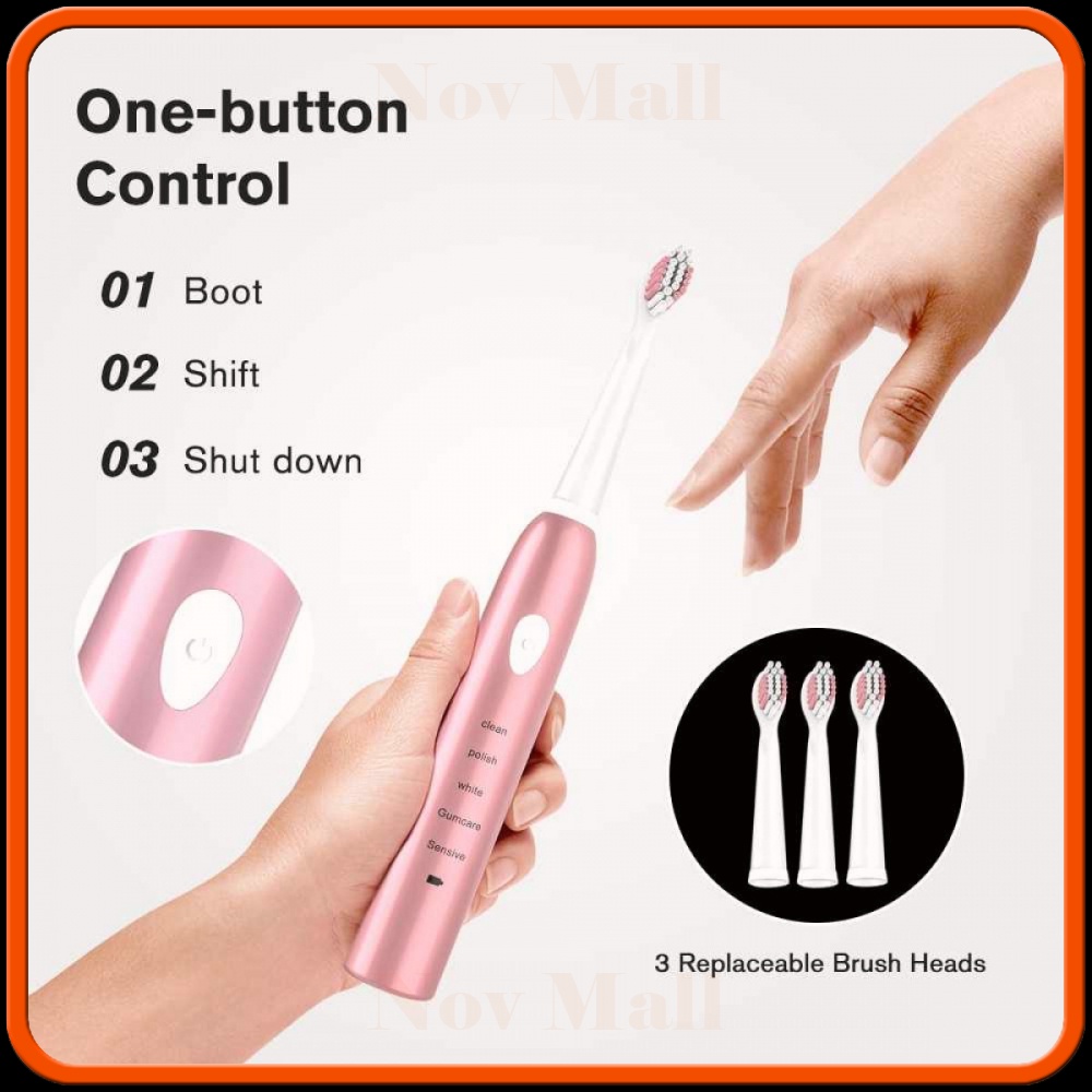 Sikat Gigi Elektrik USB Rechargeable 3 Replaceable Head -GG175