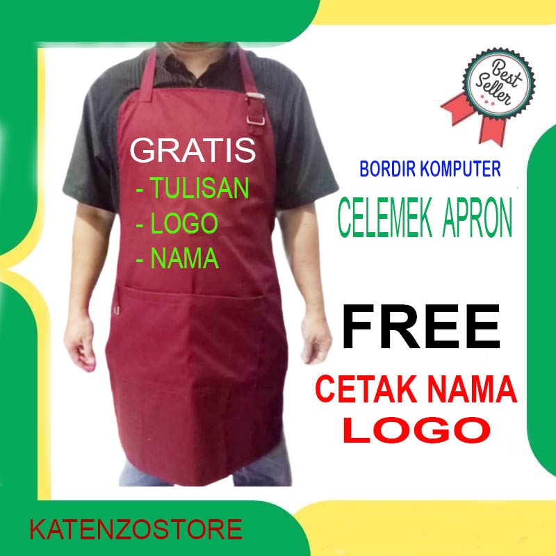 Celemek custom LOGO atau Nama SATUAN apron request desain