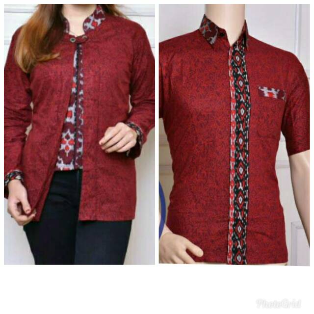 Kemeja hem baju couple batik seragam kantor mega mendung