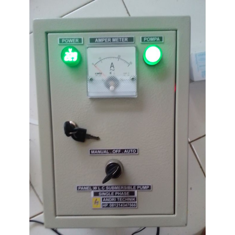 panel otomatis pompa air submersible 3 hp 1 phase, gratis 3 elektroda