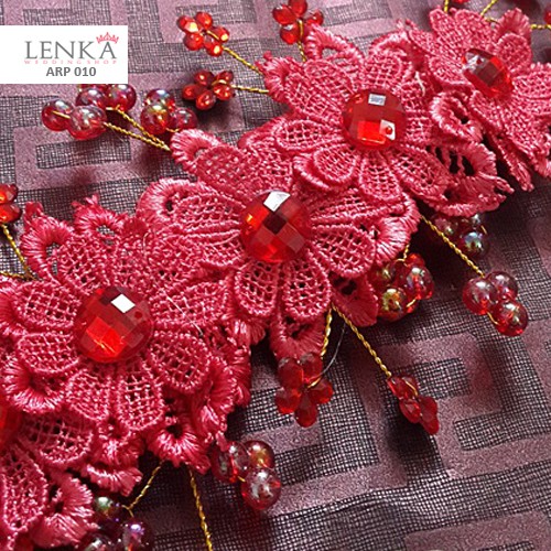 [BISA COD] BRIDAL AKSESORIS RAMBUT HEADPIECE PESTA BUNGA MERAH ARP010