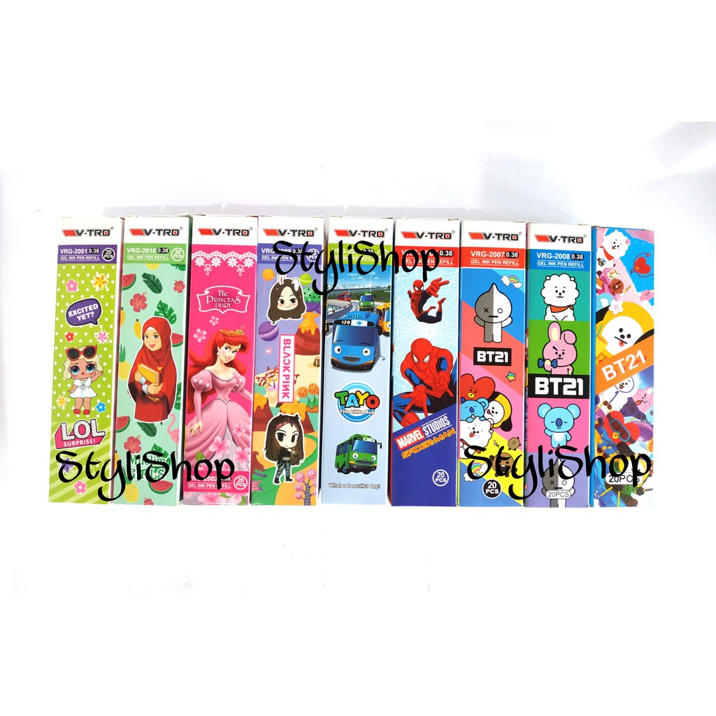 

(Isi 10) Refill pen gel karakter Anak / isi pulpen gel / REFILL Bolpen gel 0,38 mm / Isi Bulpen