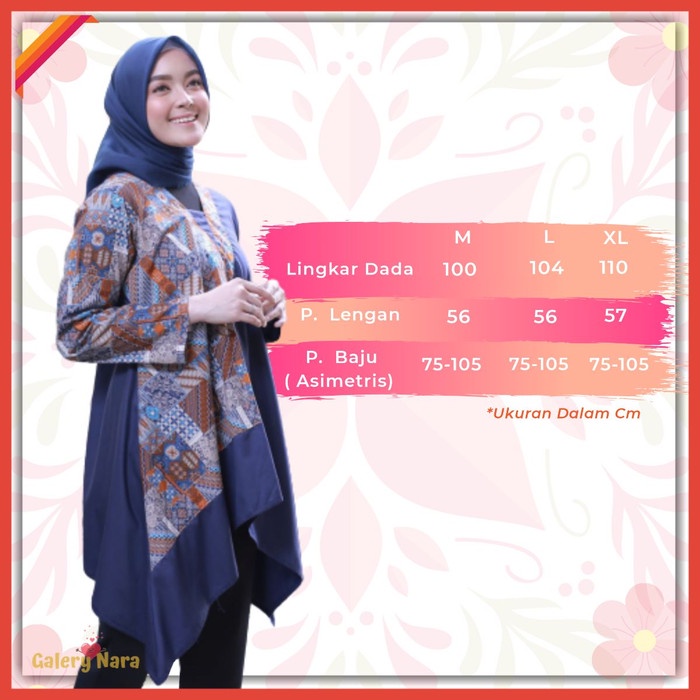 Dimensi - Baju Hamil Dress Hamil Kerja Atasan Batik Ibu Hamil Maternitywear - Biru, M