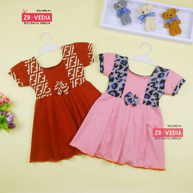 Dress Nadine uk Bayi 3-12 Bulan / Dres Pesta Baby Perempuan Murah Pakaian Baju Harian Cewek Import