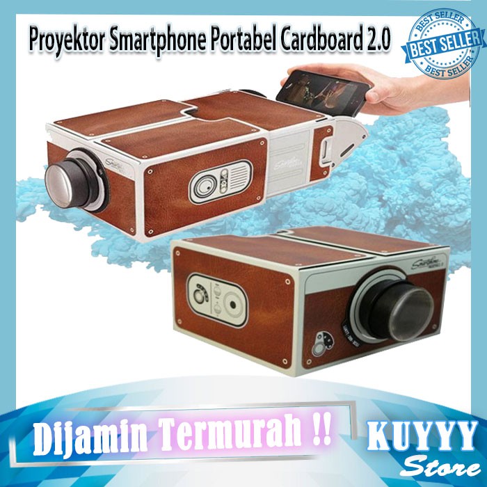 Proyektor Smartphone Portabel Cardboard 2.0 LCD Proyektor Mini Murah Carboard Handphone Proyektor HP