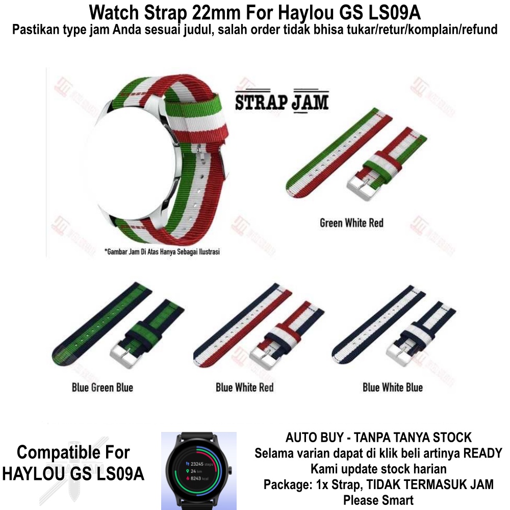 Strap Haylou GS LS09A - Tali Jam Tangan 22mm Nilon 3 Baris Warna