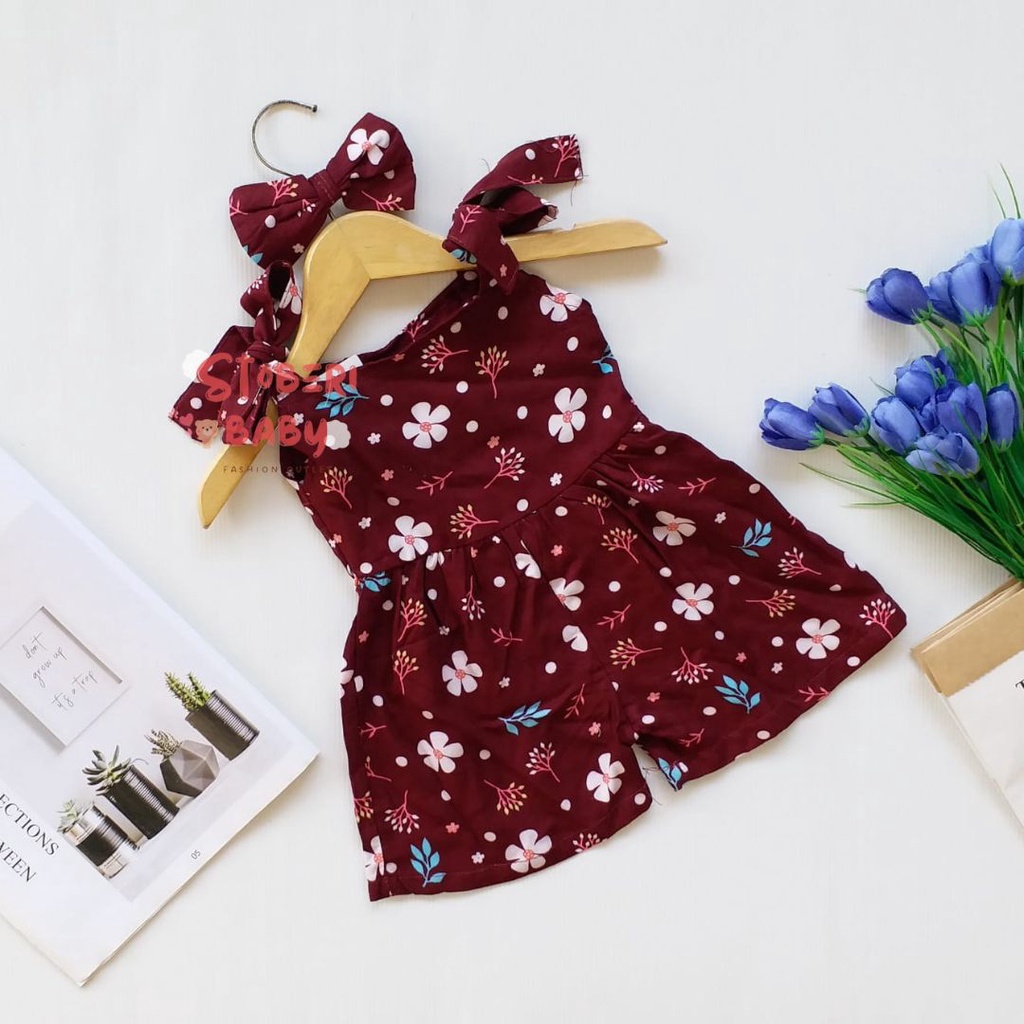 PUNCAK 3.3 stoberi baby - BBB JUMPSUIT HANA setelan anak perempuan jumper bayi motif bunga lucu free headband PART 3