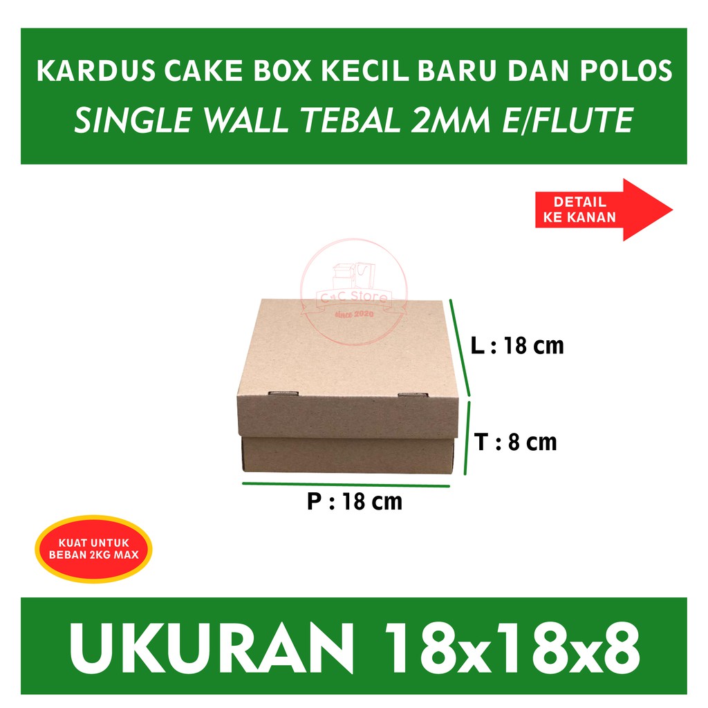 

Cake Box / Kardus Karton Box Kue Polos Uk 18x18x8