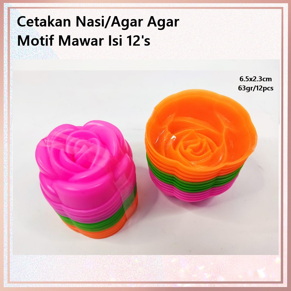 Cetakan Nasi/Agar Agar Motif Mawar &amp; Sakura Isi 12's