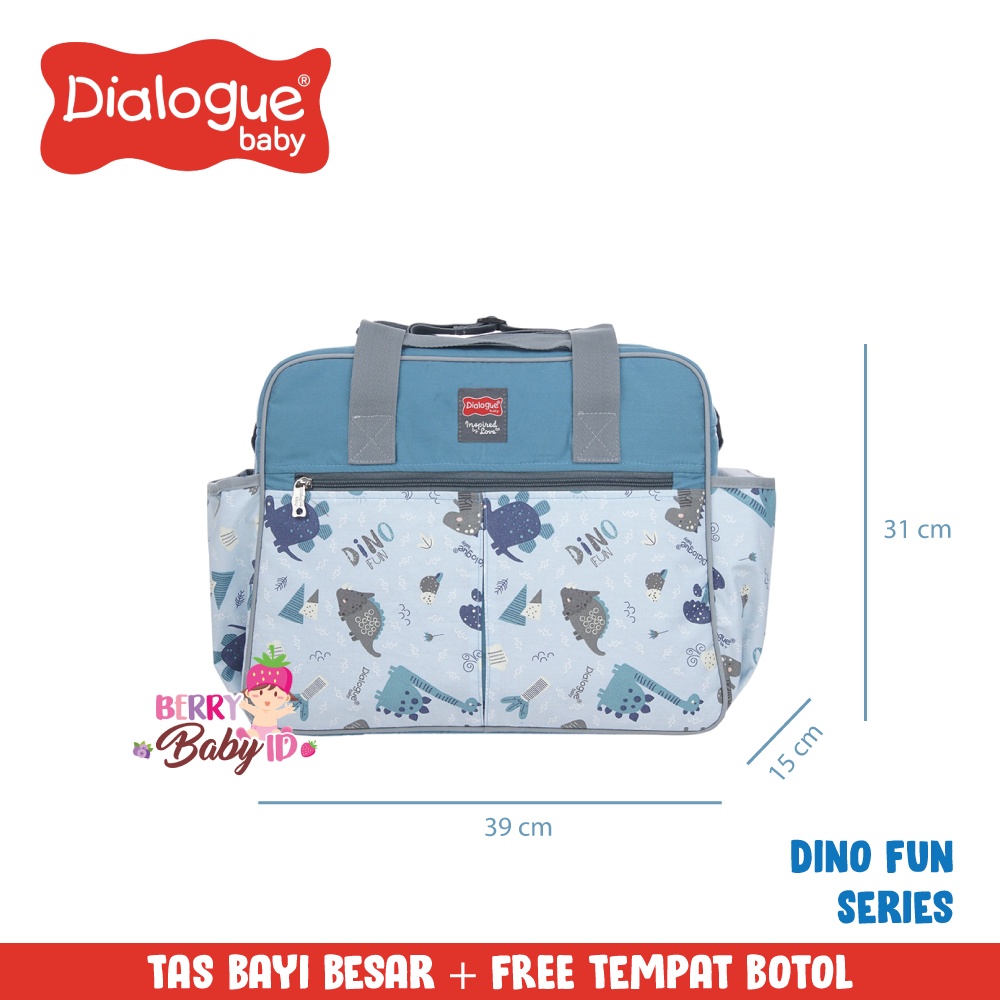 Dialogue Tas Diaper Bayi Besar FREE Tempat Botol Susu Dino Fun Series Berry Mart