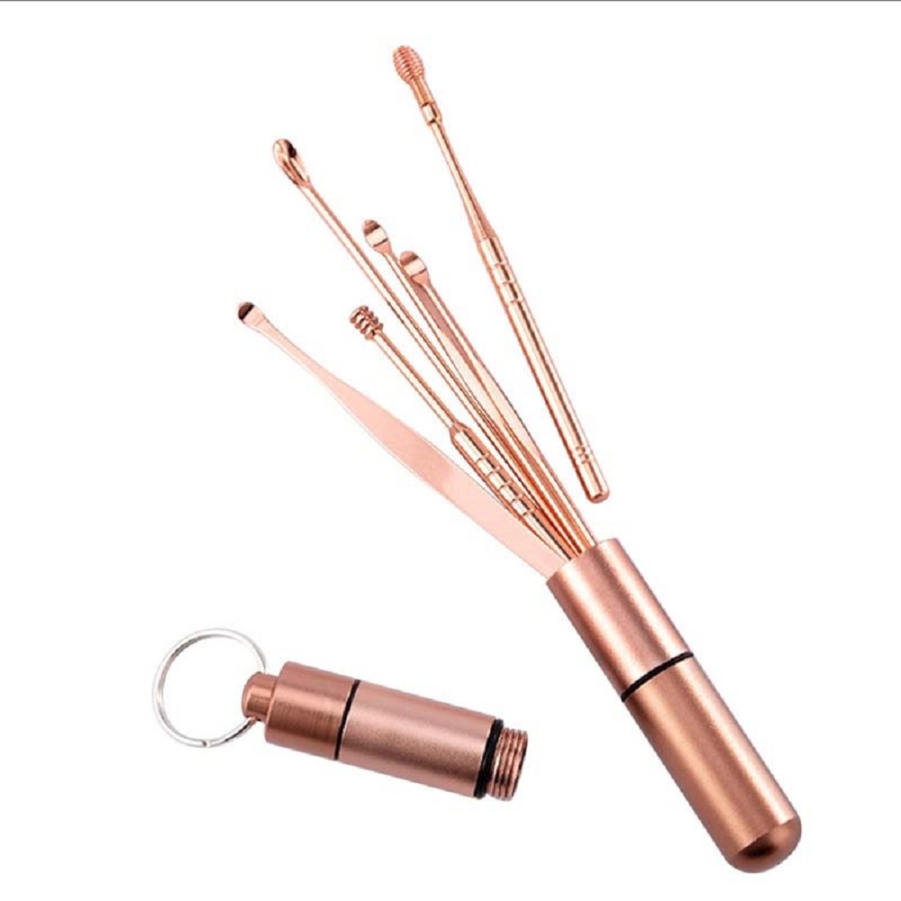 【COD Tangding】6Pcs Set Stainless Steel Ear Pick Curette Wax Removal Kit Earpick Scoop Cleaner Tools Portable Ear Cleaning Sets