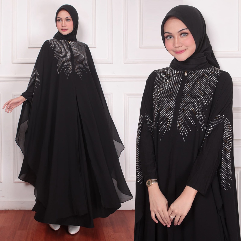 Sauna_Fashion.id / Abaya Turkey Terbaru Original Premium Quality Fashion Mewah Hitam Wanita Dewasa E