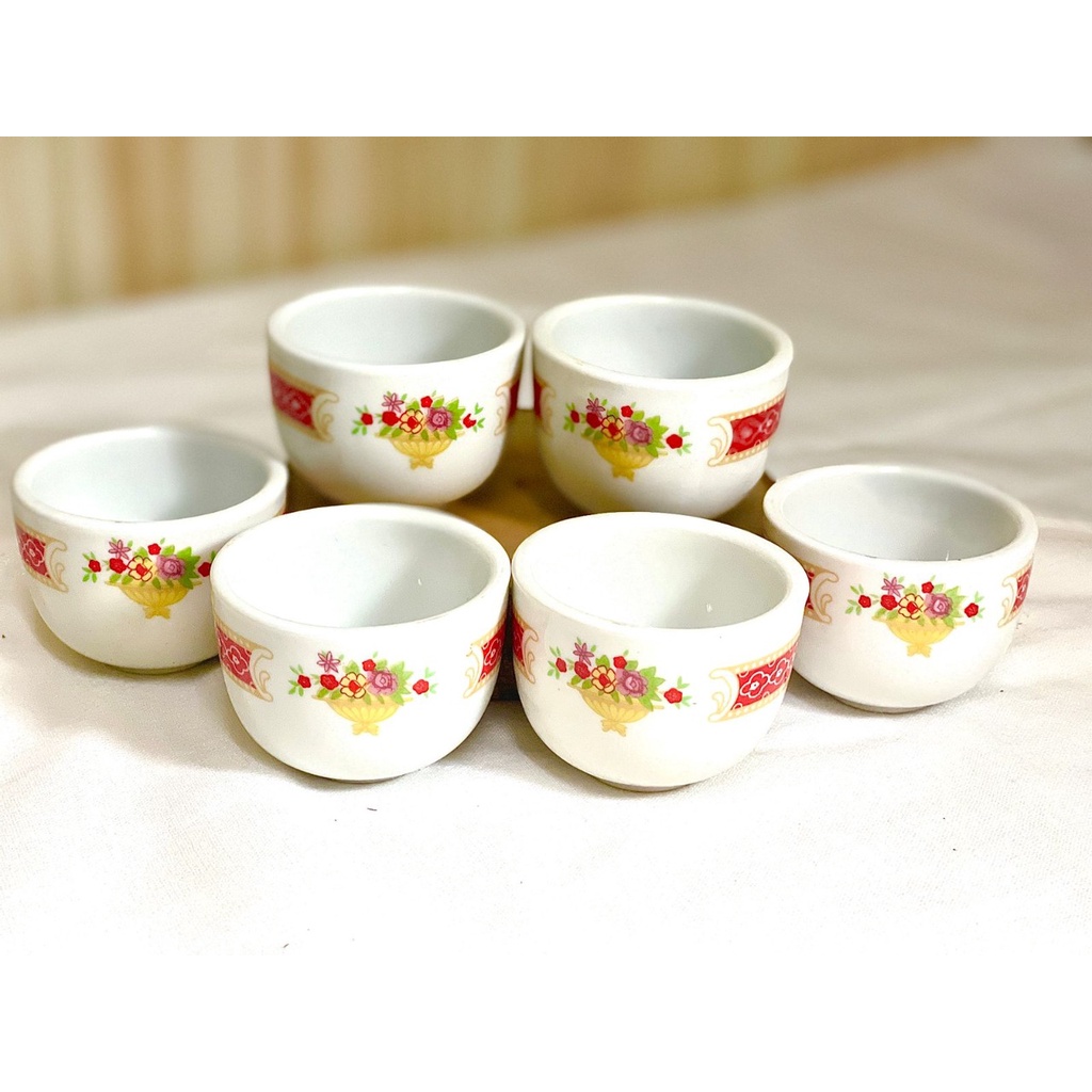 Gelas Teh Keramik Set 6pcs 40ml / Gelas Cangkir Sembahyang Cina