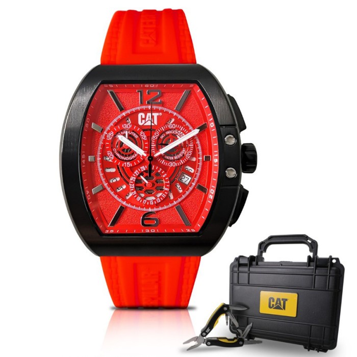 Original Caterpillar CAT 11.163.28.838 Jam Tangan Pria Analog Red free Tools