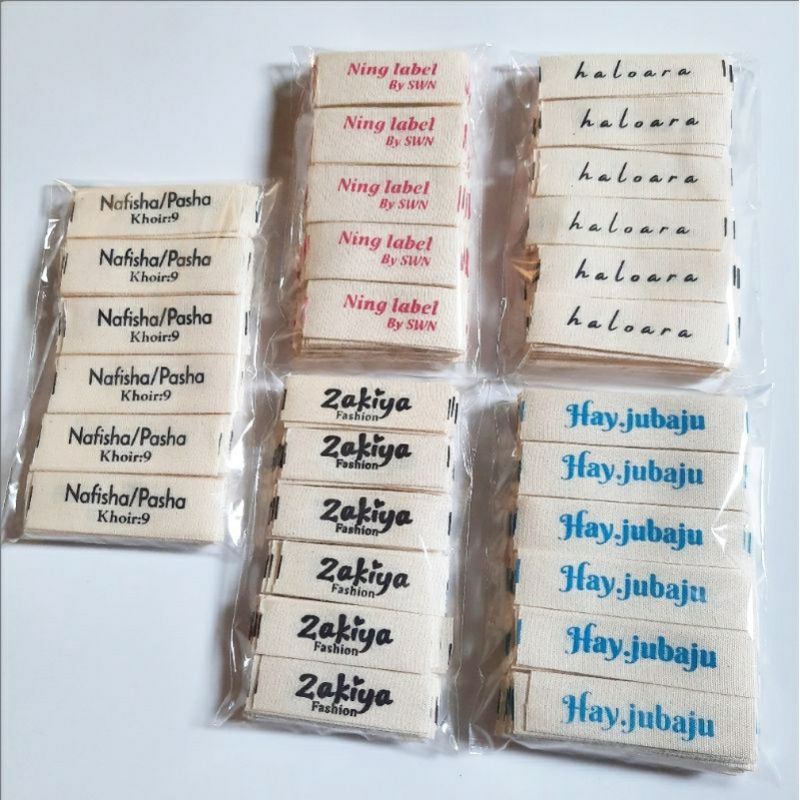 

Label pita katun Label baju Label Kaos Label hijab label gamis label nama label custom label mukena