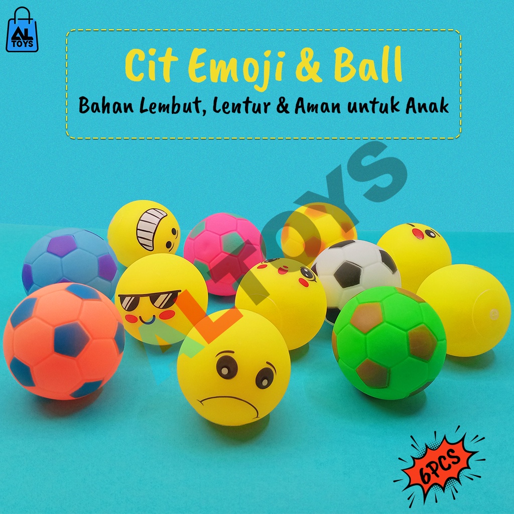 Mainan Bayi Cit Citan bayi Model Emoji / Smille / Bola Lucu Isi 6pcs