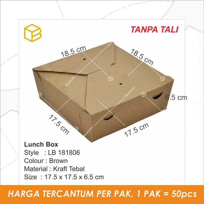 

Promo LB181806 - Lunch Box, Kotak, Dus Nasi, Kemasan, Packaging - Tanpa Tali Murah