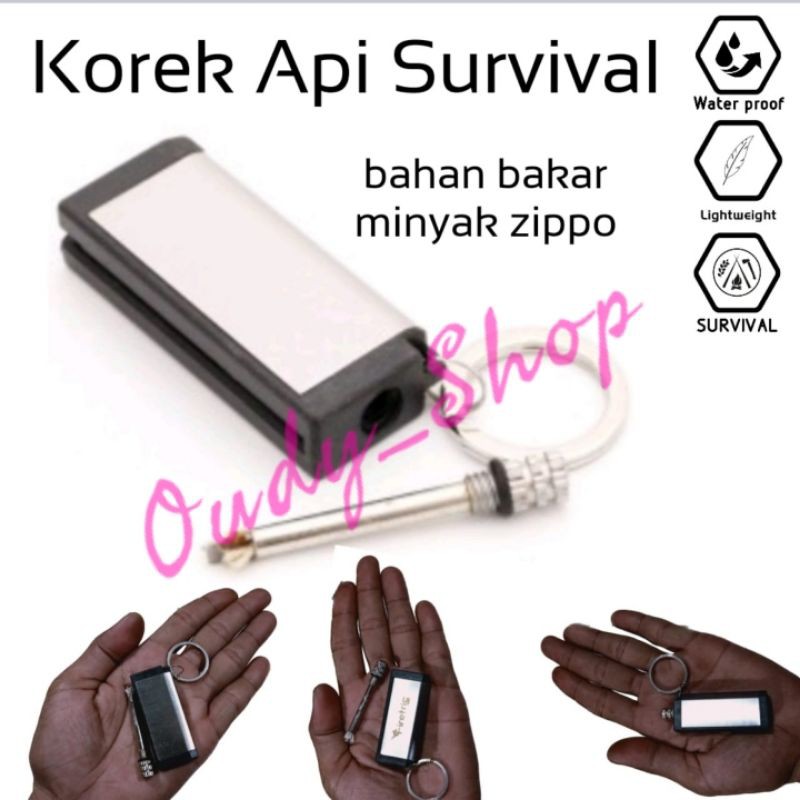 Korek Api Outdoor Waterproof Pemantik Api Model Gantungan Kunci Survival Kit Camping