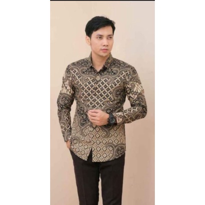 arjuna kemeja batik pria Slimfit modern lengan panjang lapis furing