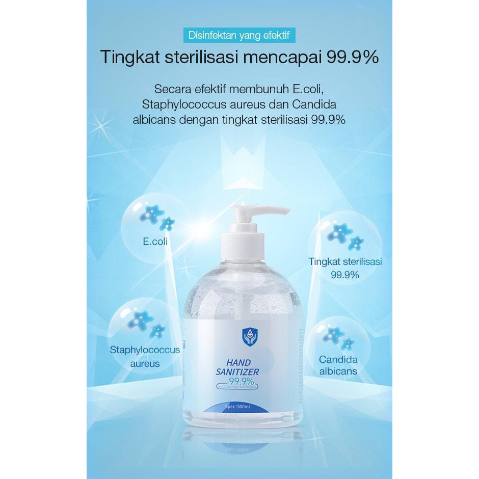 QOLE HS002 500ML Level of Sterilization 99.9% Hand Sanitizer GEL Moisturizing Hand Sanitizer GEL