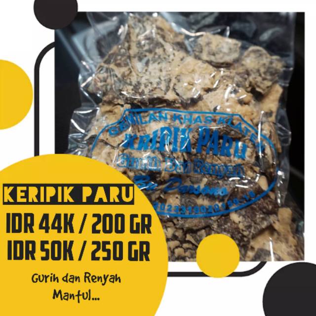 

Keripik Kripik Paru Sapi Khas Klaten 200gr 250gr Bu Darsono