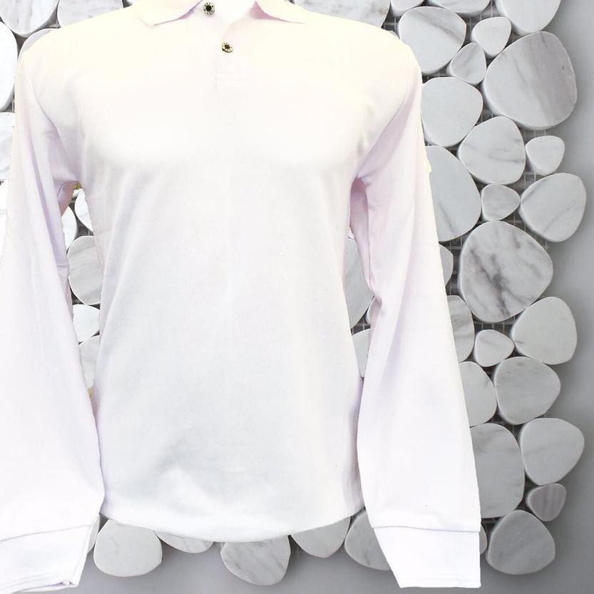 ❂ POLO LENGAN PANJANG PUTIH POLOS / KAOS BERKERAH LENGAN PANJANG PRIA -  / POLO GROSIR  ☝
