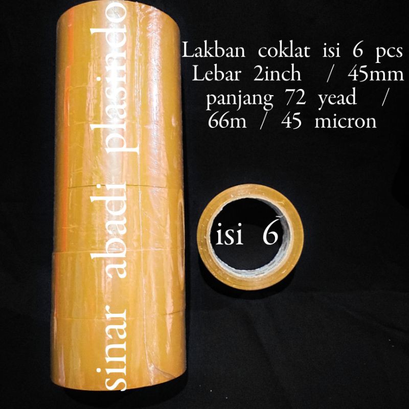 

Lakban bening /coklat 2 inc isi 6roll - Lakban plastik double tape
