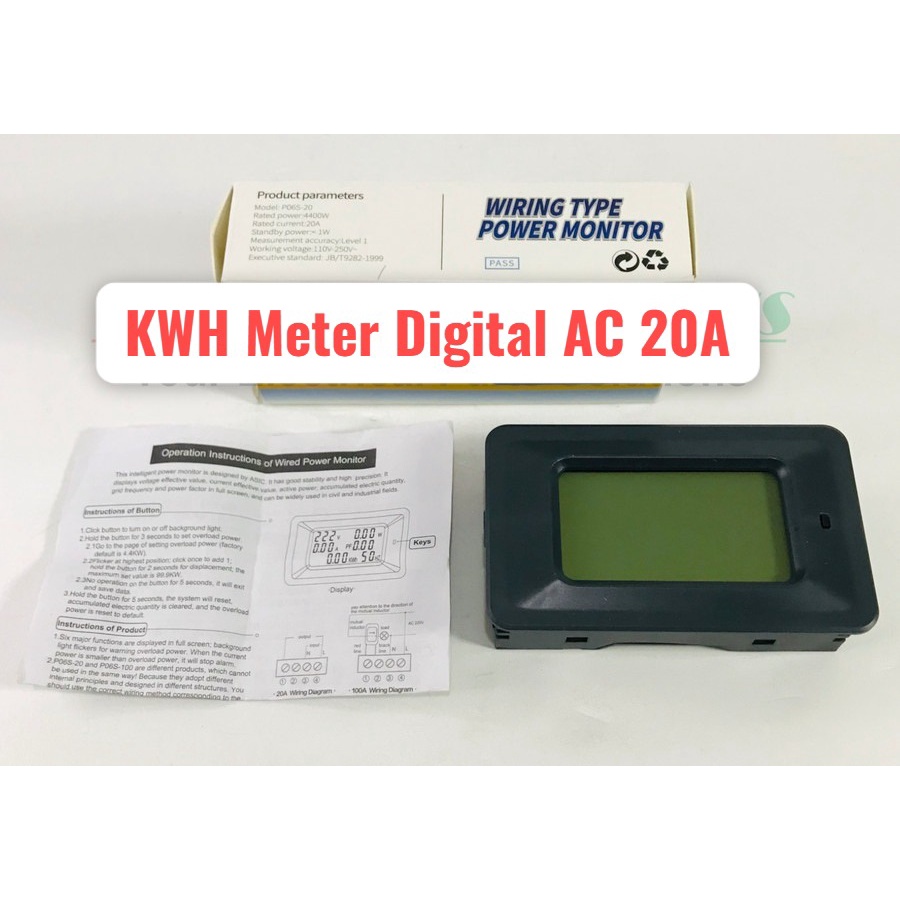 KWH Meter Digital AC 20A Wattmeter Voltmeter Ammeter Energi LCD Combo bagus awet