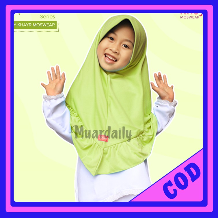 Jilbab Kerudung Bergo Hijab Anak Cantik Hijab Anak Syari Anak Terbaru Warna Hijau Pucuk Daun Kl008