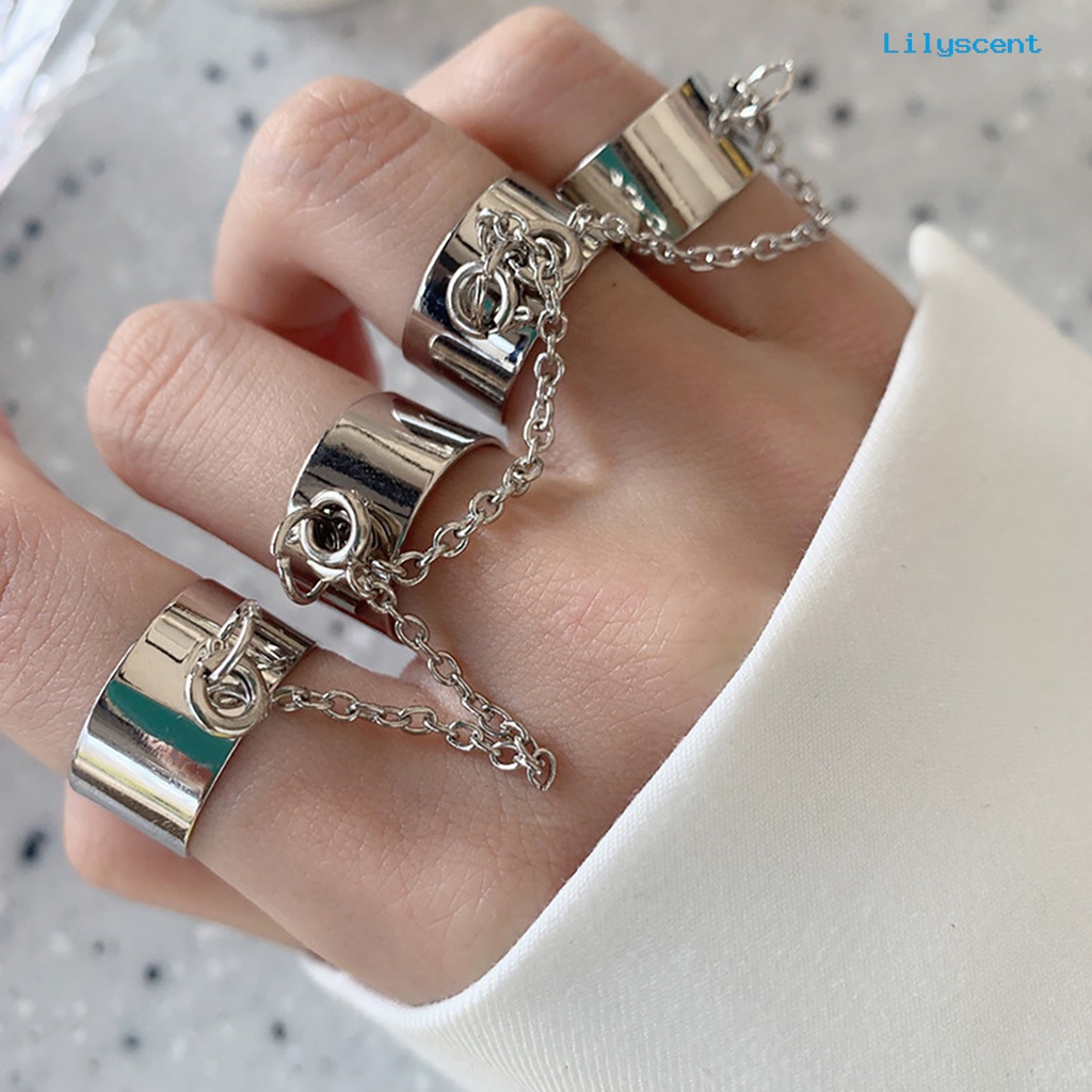 Ls Cincin Rantai Multilayer Adjustable Anti Karat Gaya Punk Hip Hop Untuk Pertunangan