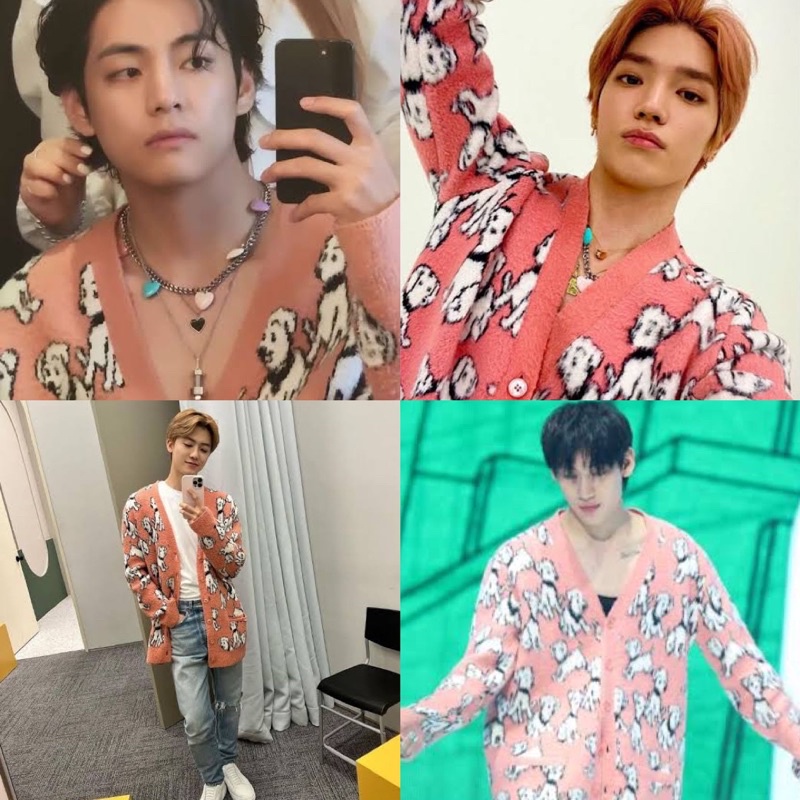 Cardigan Dog pink V BTS, Jaemin NCT, Taeyong NCT, Bambam got7
