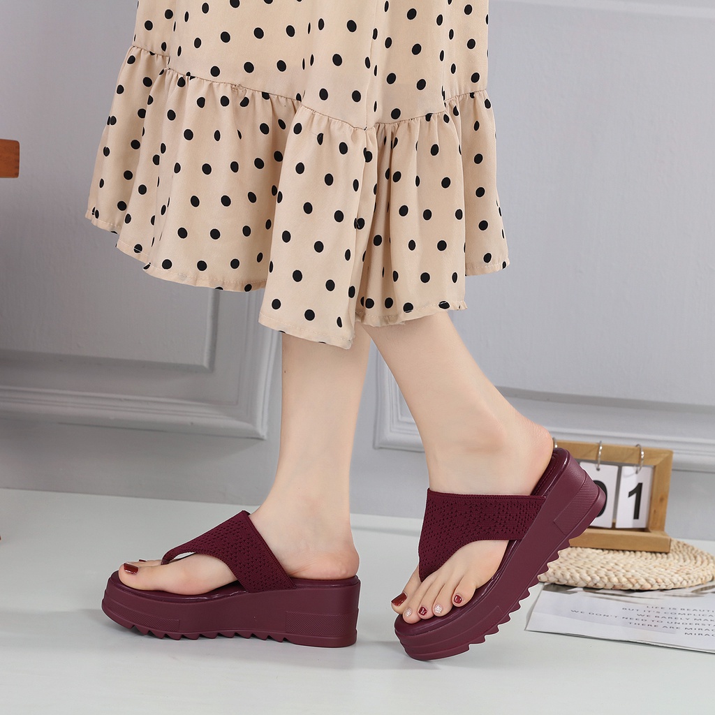 JISO KELLY / Sandal Wedges Wanita Import Premium