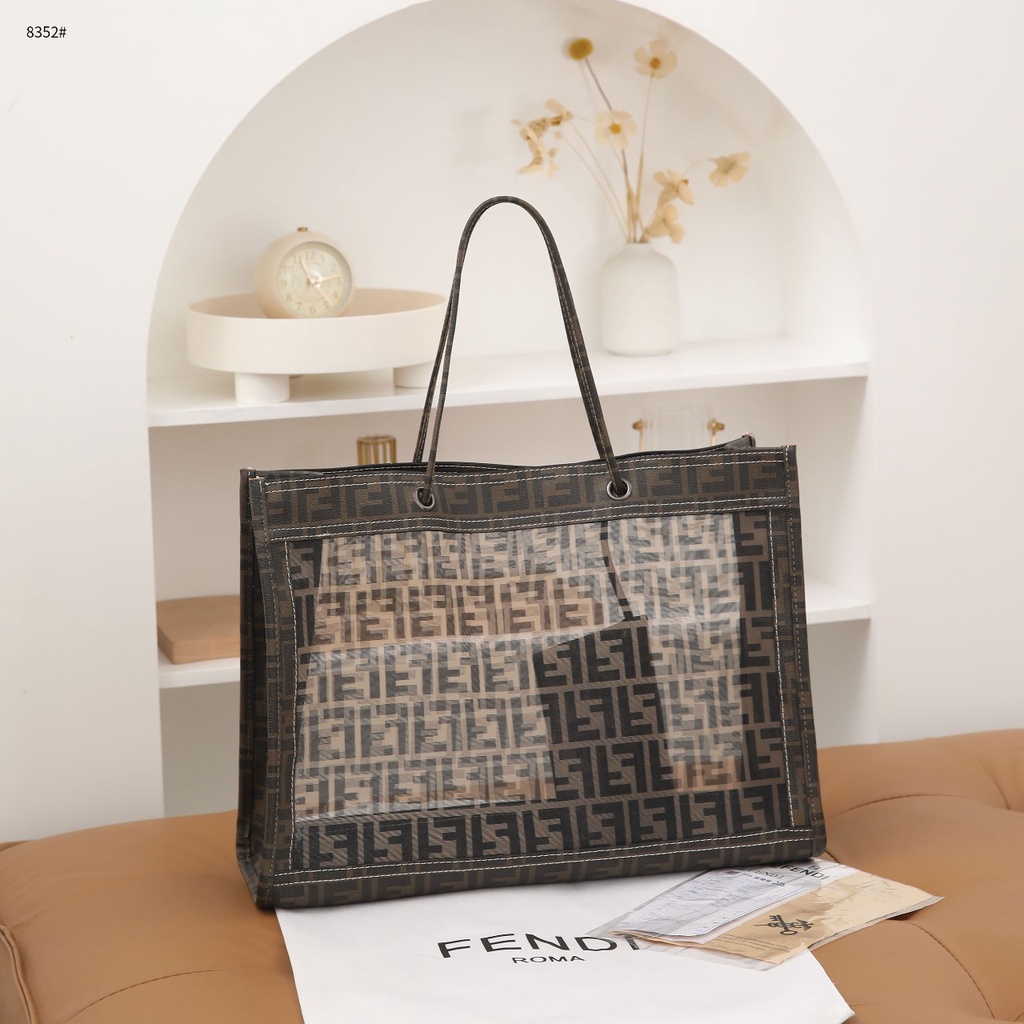 FD  FF Zucca Mesh Tote Bag 8352 Canvas