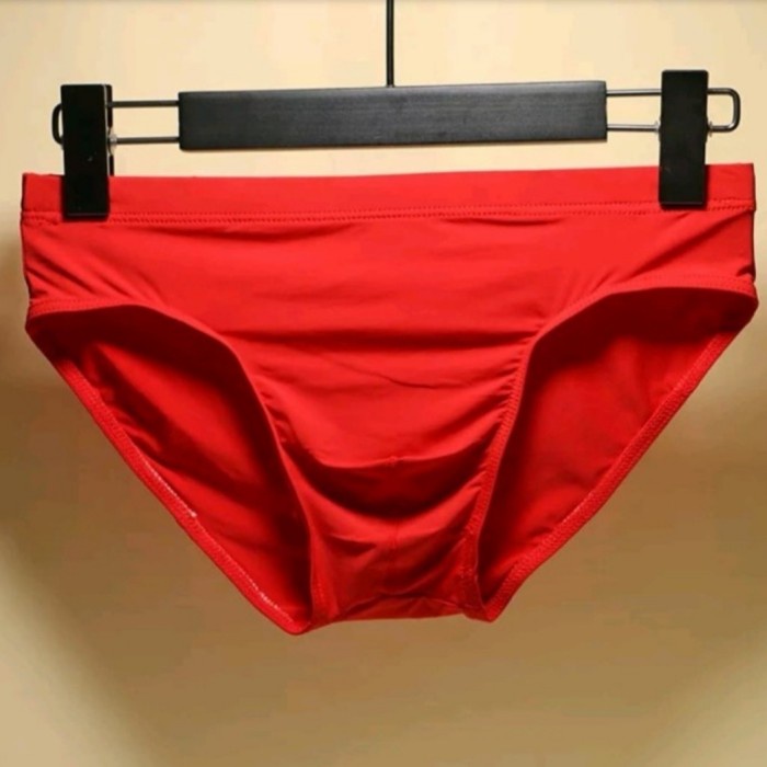 [MURAH] [COD] celana dalam Brief "HOT" pria sutra dingin dan Lembut import - Merah, M