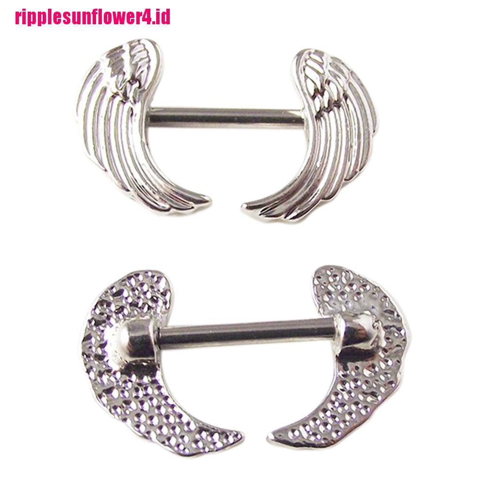 1 / 2pcs Anting Tindik Puting Bentuk Sayap