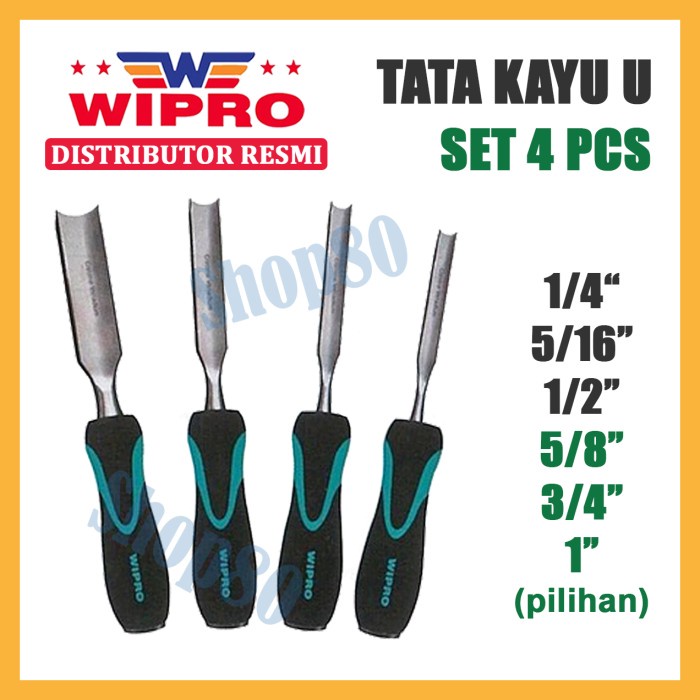 Wipro Tatah Model U Pahat Kuku Tata Kayu 1 Set 1/4 5/16 1/2 5/8 3/4 1