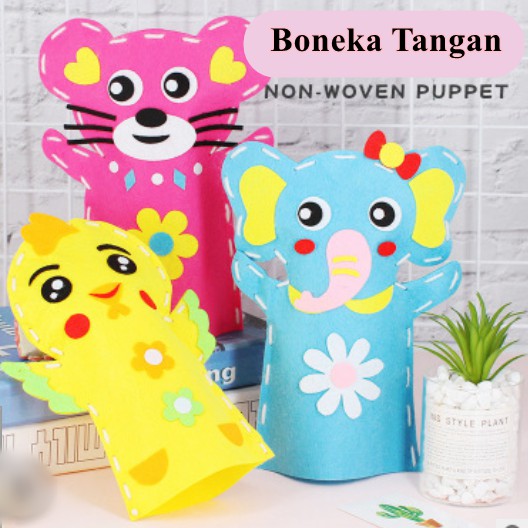 [ORGM] Mainan Edukasi DIY Boneka Tangan Puppet Hewan Bahan Flanel