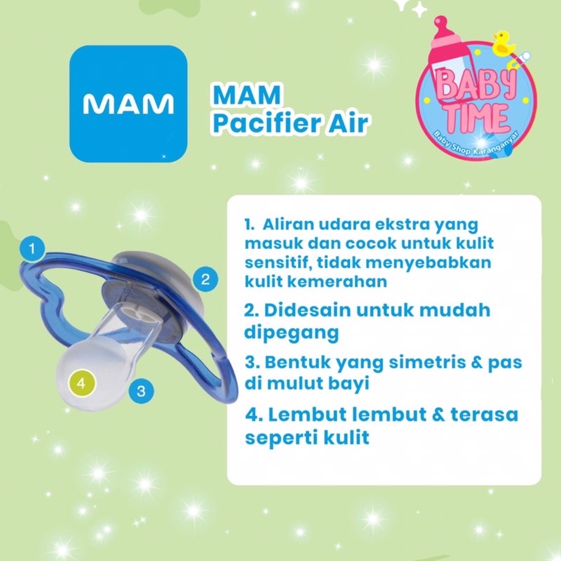 MAM Night / ORIginal / AIR Pacifier Orthodontic Empeng Bayi [0-6bulan] - Empeng Bayi