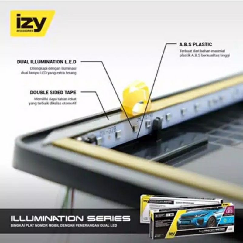 Dudukan / Tatakan Plat Nomor Mobil IZY Lampu Led 46 cm