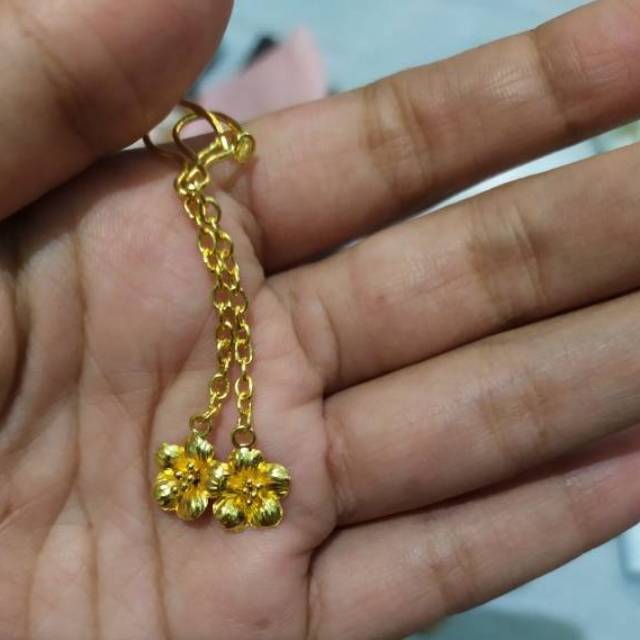 Anting bunga mawar 4 gram Emas LM/London 24K kadar 99,9%