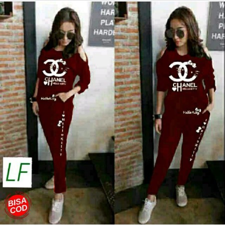 PROMO stelan olahraga balenci baju senam muslim ba Setelan Wanita Adidas Training Babyterry Jumbo Bi