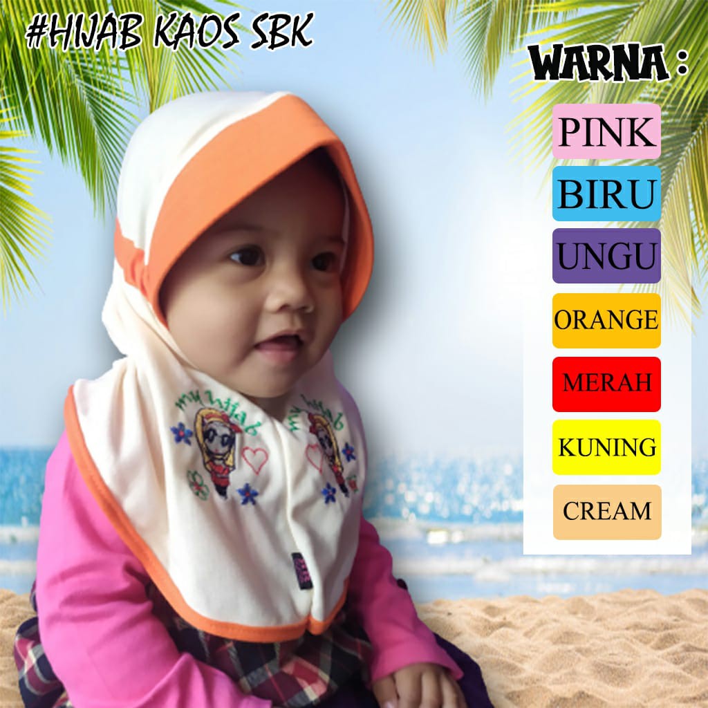 jilbab / anak / bayi / hijab /allsize 0-2 tahun/ KAOS BORDIL SBK / STOK