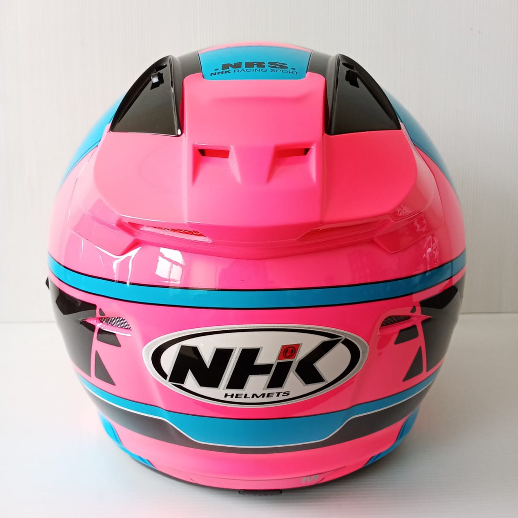 HELM NHK R1 NAPOLEON PINK FLO LIGHT BLUE DOUBLE VISOR HALF FACE