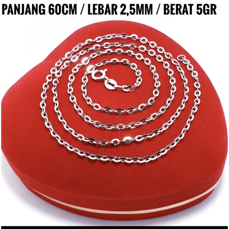 Kalung perak 925 lapis emas putih 60cm kalung wanita kalung pria perak 925 S85
