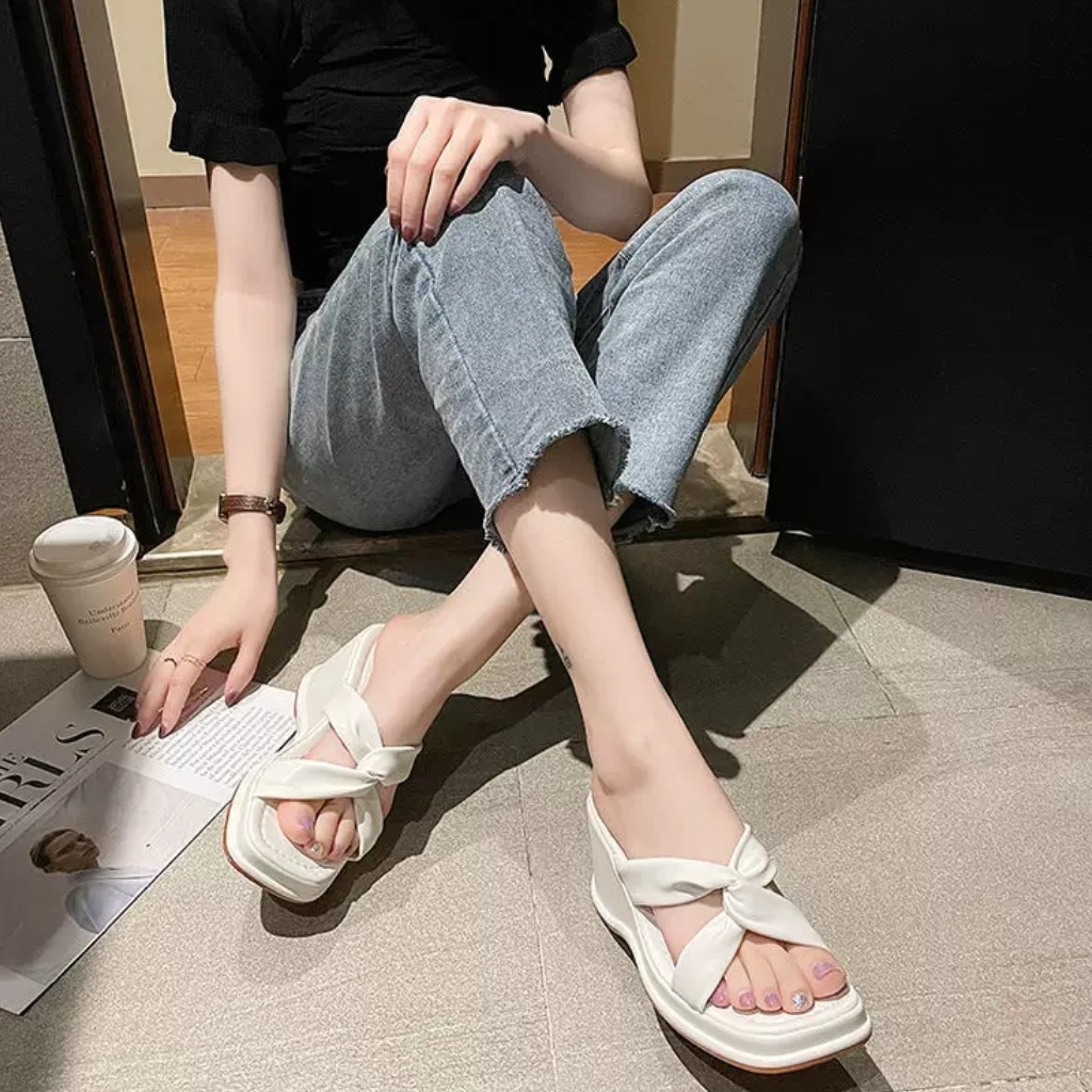 2231 Sandal Wedges Wanita Murah Sendal Import Kekinian Women Shoes Fashion