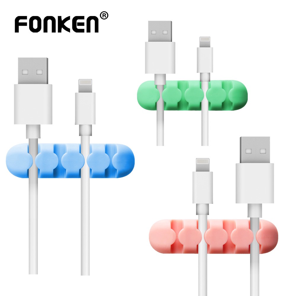 

FONKEN 2PCS Cable Management Clip Cable Reel Organizer Desktop USB Cable Mouse Earphone Wire 4 Holes