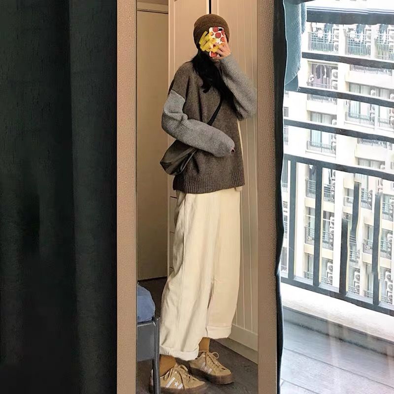 Celana Corduroy Pria✉Celana korduroi pria celana kaki lurus kasual celana lebar kaki longgar berping