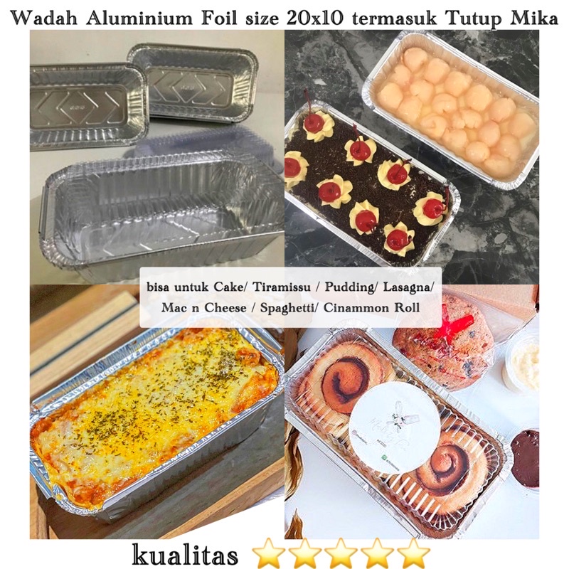 Wadah aluminium foil 20x10 + tutup volume600ml cup pudding aluminium foil cup tiramisu / lasagna / s