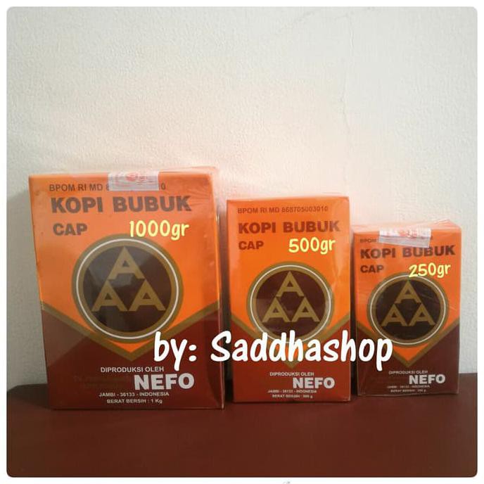 

Kopi Murni Bubuk Hitam Excelsa Nikmat Asli Cap AAA Nefo Jambi 500gram