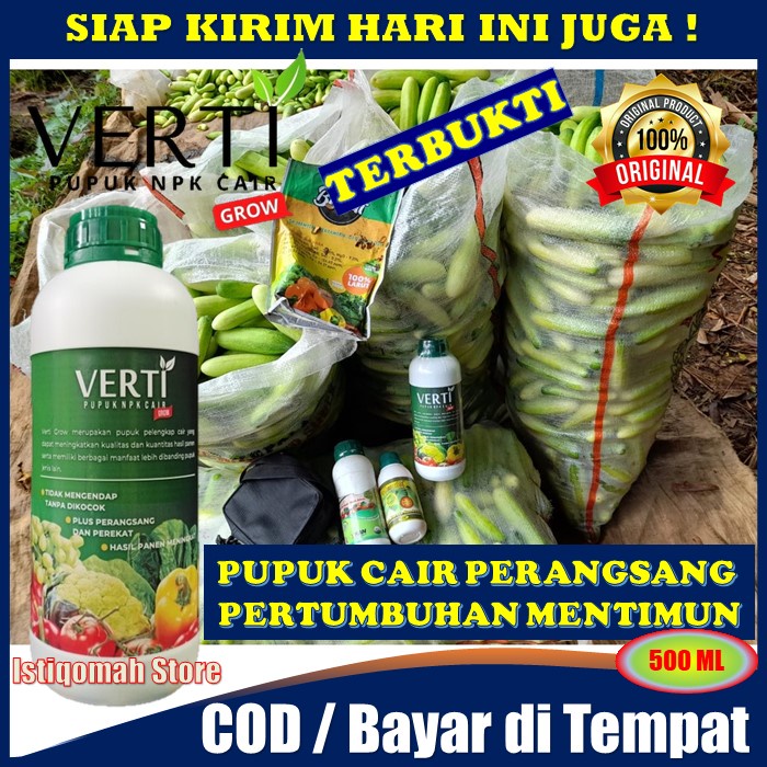 VERTI GROW 500ml Pupuk NPK Cair untuk Tanamana Mentimun Berbuah Lebat - Pupuk NPK Timun Bonteng Hasil Panen Meningkat - Pupuk untuk Meningkatkan Kualitas &amp; Kuantitas Hasil Panen Tanaman Timun Mentimun Bonteng TERLARIS AMPUH